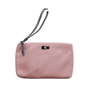 Kate Spade Womens Pink Nylon Leather Handle Double Zip Purse Wristlet (EUC)